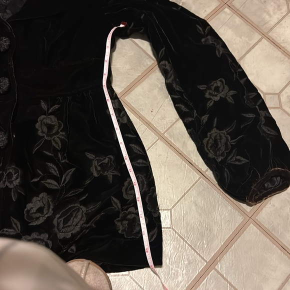 Nanette Lepore Women's 0 Vintage y2K Brown Crushed Velvet Floral Blazer Jacket - Picture 10 of 11